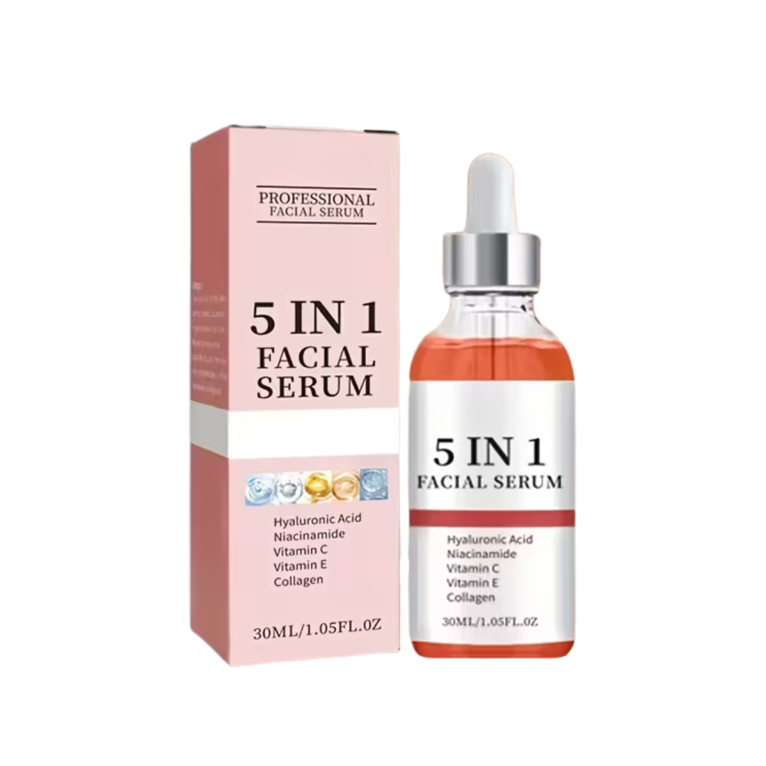 FREE 5 in 1 Facial Serum - Hyaluronic Acid, Niacinamide, Vitamin C & E, Collagen